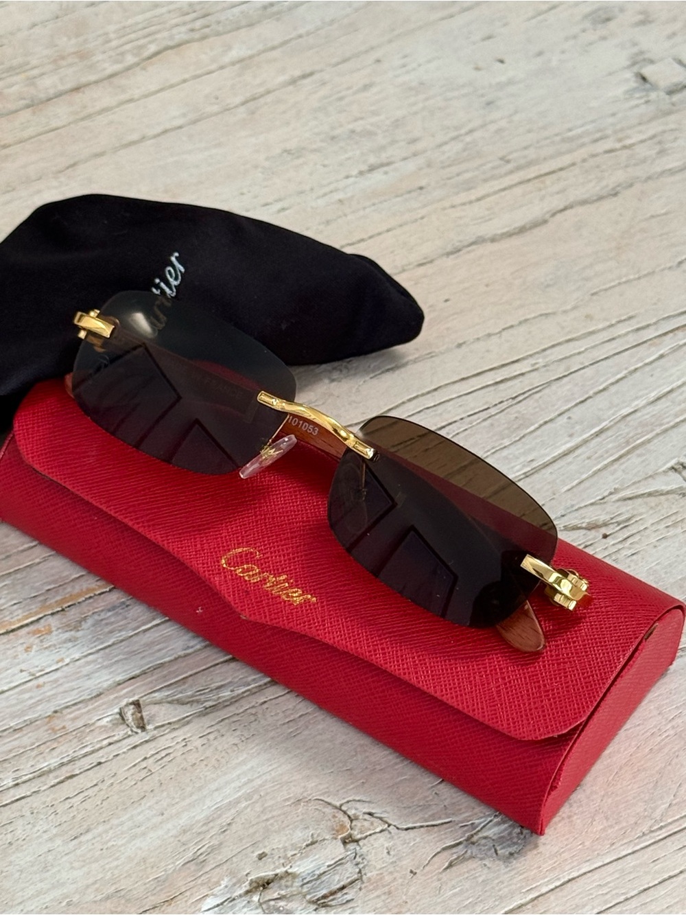 Cartier Gold and wood sunglasses Authentic - Picture 11 of 14